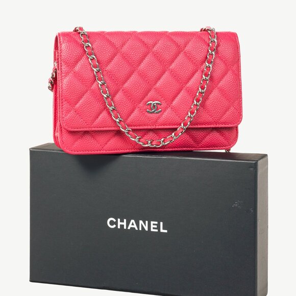 Chanel Silver Strap Pink Magenta Caviar Wallet-on-Chain - Picture 14 of 14